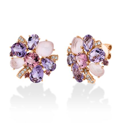 Ohrstecker Rosegold 18kt 0,11 Diamantschmuck Farbstein 8,6 ct - 2V441