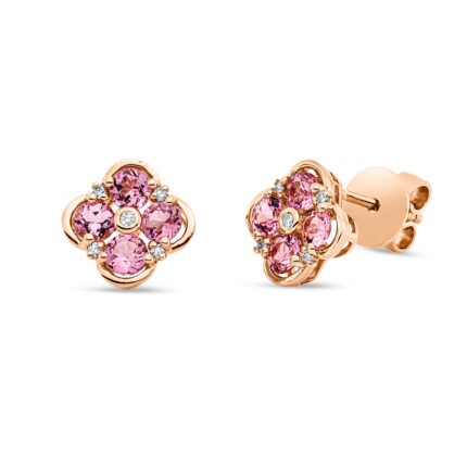 Ohrstecker Rosegold 18kt 0,07 Diamantschmuck Farbstein 1 ct - 2W503