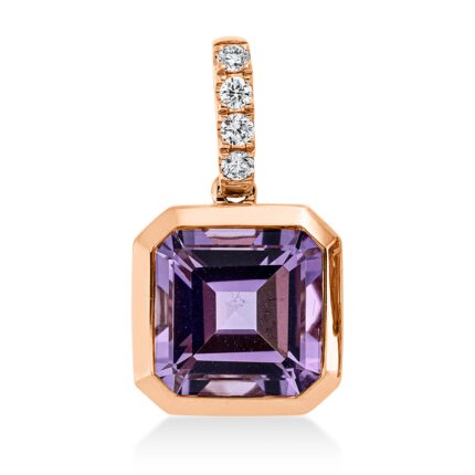 Anhänger Zarge Rosegold 18kt 0,10 Diamantschmuck Farbstein 3,4 ct - 3H925