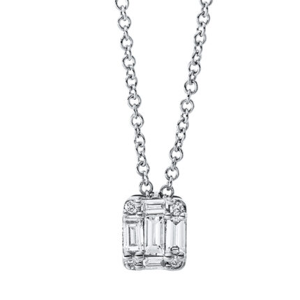 Collier Weißgold 18kt 0,16 Diamantschmuck mit 9 Diamanten - 4J987