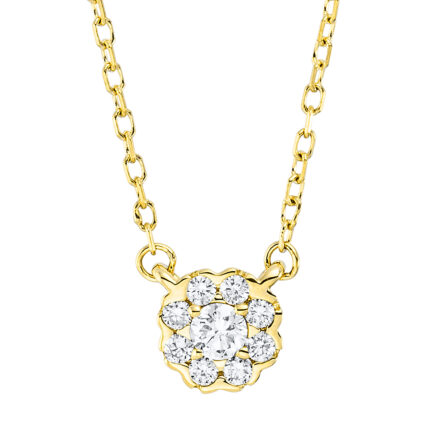 Collier Gelbgold 18kt 0,11 Diamantschmuck mit 9 Diamanten - 4L625