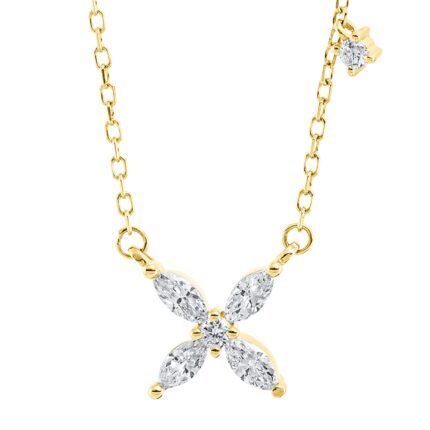 Collier Gelbgold 18kt 0,23 Diamantschmuck mit 6 Diamanten - 4M127