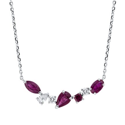 Collier Weißgold 18kt 0,19 Diamantschmuck Farbstein 1,02 ct - 4N283