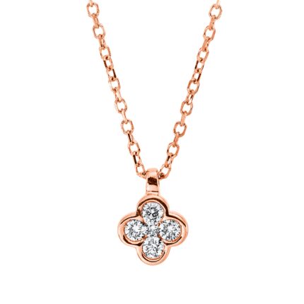Collier Rosegold 18kt 0,10 Diamantschmuck mit 5 Diamanten - 4O280