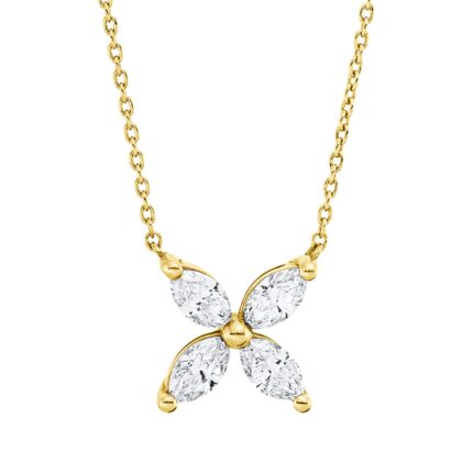 Collier Gelbgold 18kt 0,84 Diamantschmuck mit 4 Diamanten - 4O805