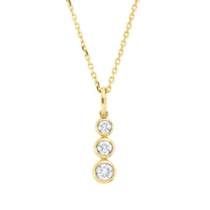 Collier Gelbgold 18kt 0,17 Diamantschmuck mit 3 Diamanten - 4P593