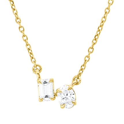 Collier Gelbgold 18kt 0,28 Diamantschmuck mit 2 Diamanten - 4P626