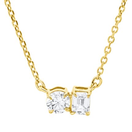 Collier Gelbgold 18kt 0,28 Diamantschmuck mit 2 Diamanten - 4P628
