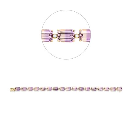 Armband Gelbgold 18kt 0,28 Diamantschmuck Farbstein 26,2 ct - 5G238