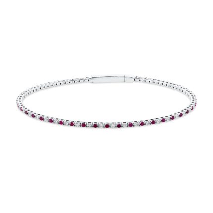 Armreif Weißgold 18kt 0,50 Diamantschmuck Farbstein 0,62 ct - 6B236